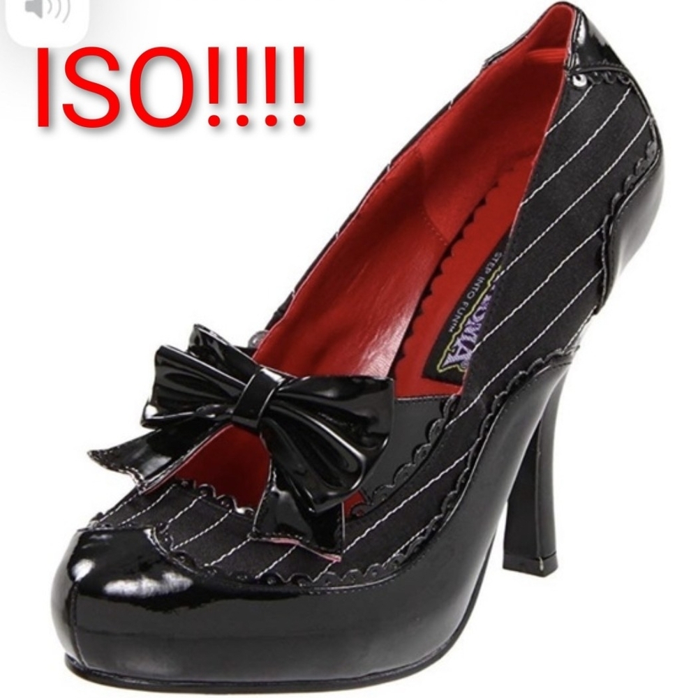 Funtasma Black Heels with Bow Accent
